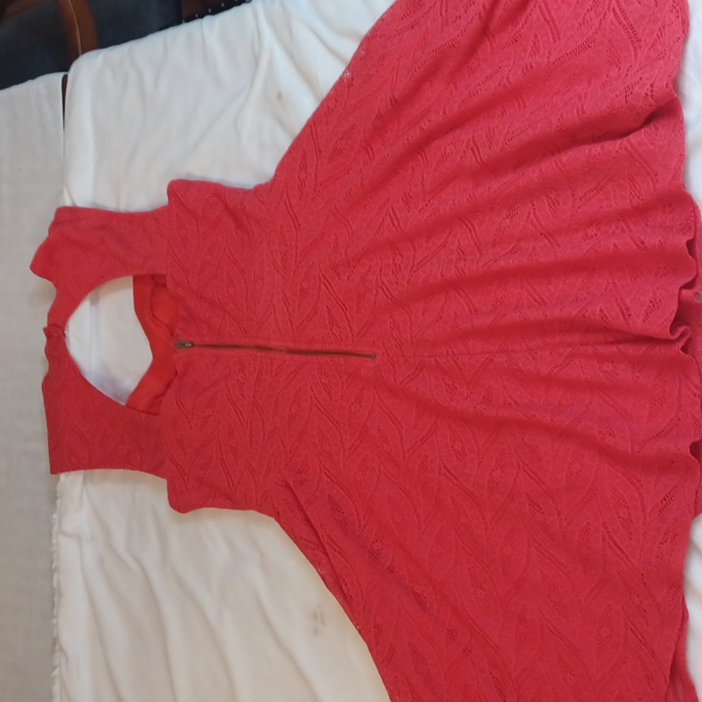 Y2K DressT Orange Lace Skater Dress Lined Bow Back Night Out 12 - Picture 9 of 13
